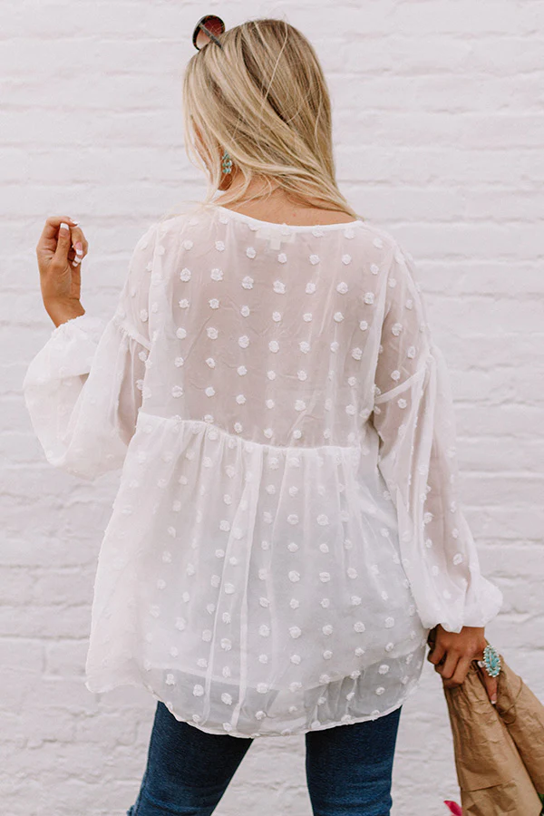 Spot On Babydoll Top In White - Image 5