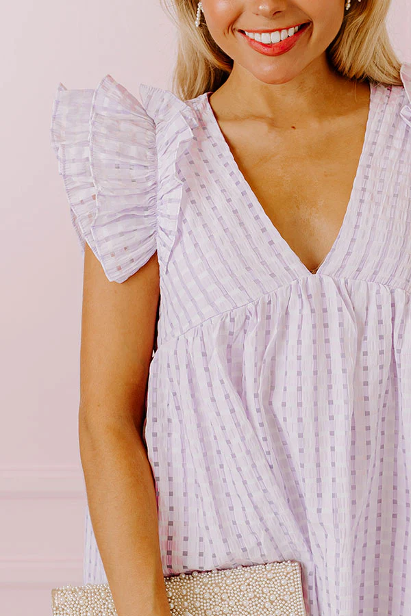 Spring It On Gingham Babydoll Romper In Lavender - Image 3