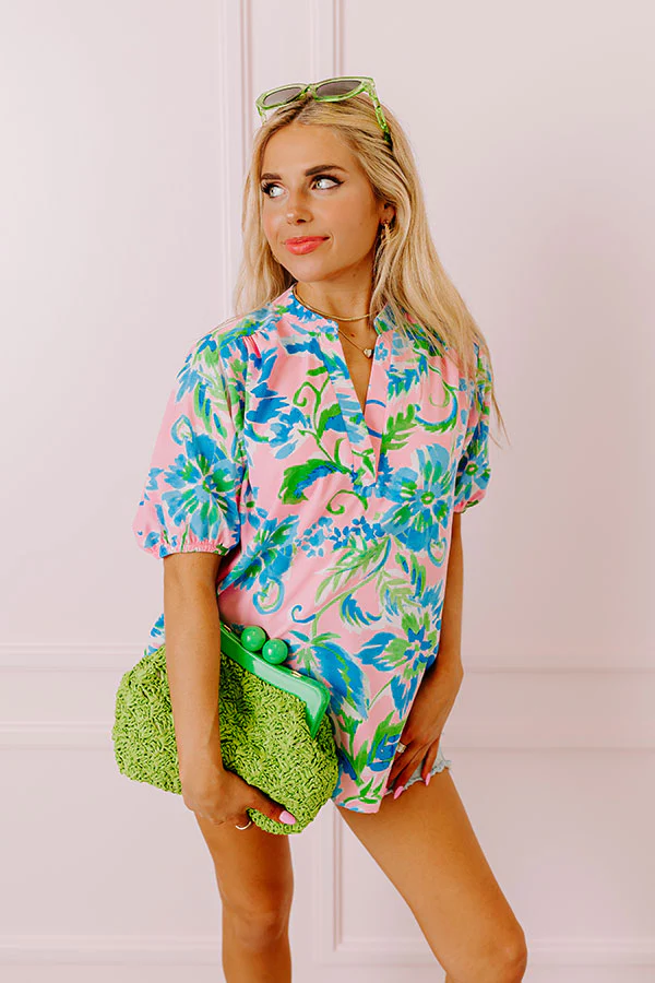 Springtime Happiness Floral Shift Top in Pink - Image 3