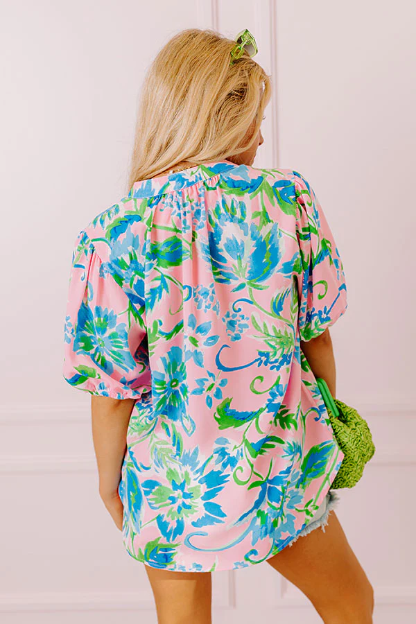 Springtime Happiness Floral Shift Top in Pink - Image 4