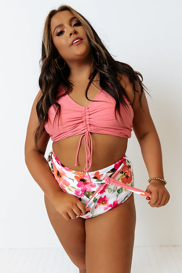 St. Thomas Treat High Waist Reversible Bikini Bottoms in Pink Curves - Image 10