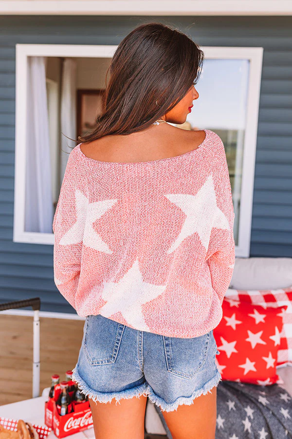 Star Spangled Kisses Knit Sweater In Red - Image 4