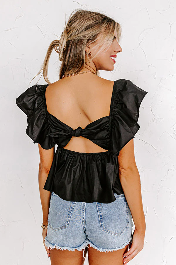 Stay Here Awhile Peplum Top In Black - Image 5