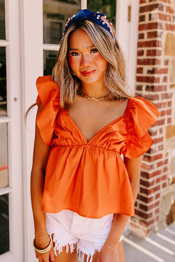Stay Here Awhile Peplum Top In Rust - Image 2