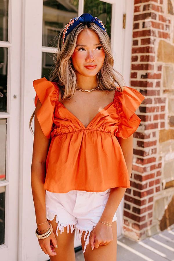Stay Here Awhile Peplum Top In Rust - Image 4