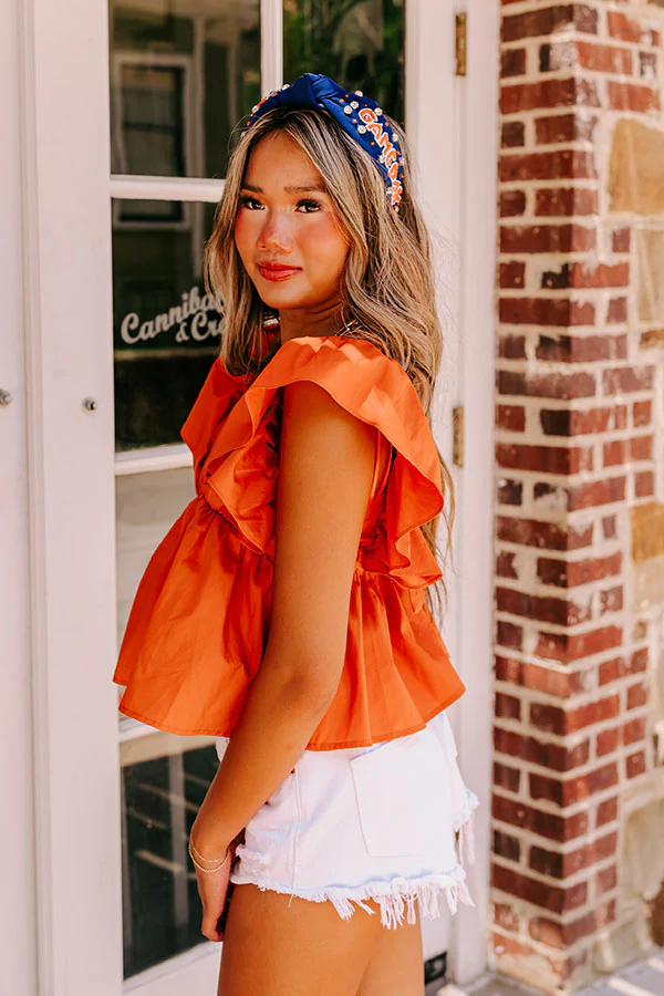 Stay Here Awhile Peplum Top In Rust - Image 5