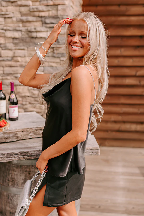 Stay Sophisticated Satin Top In Black - Image 5