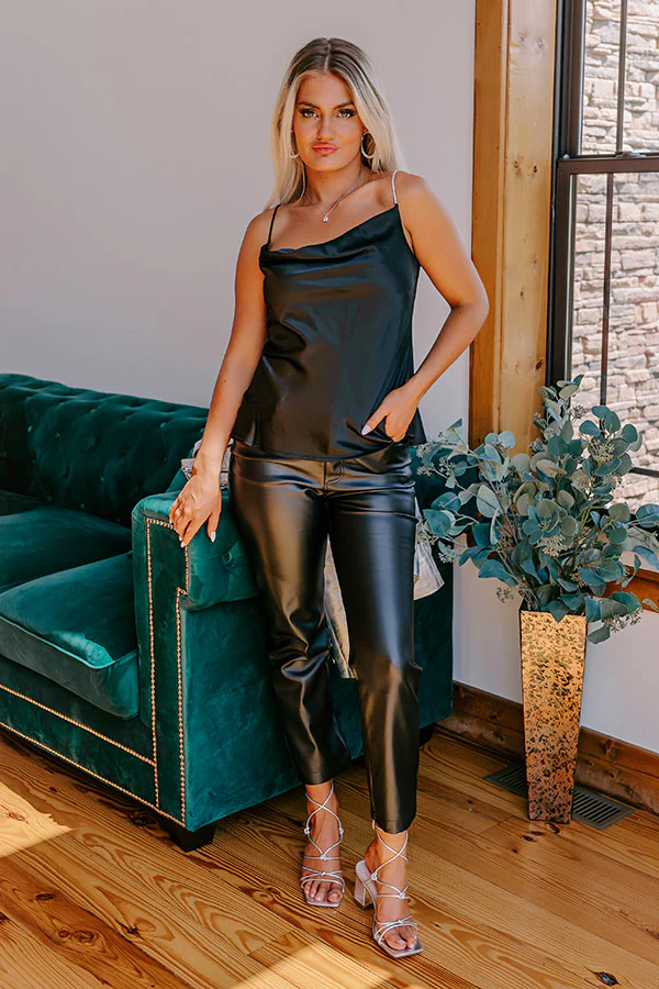 Stay Sophisticated Satin Top In Black - Image 7