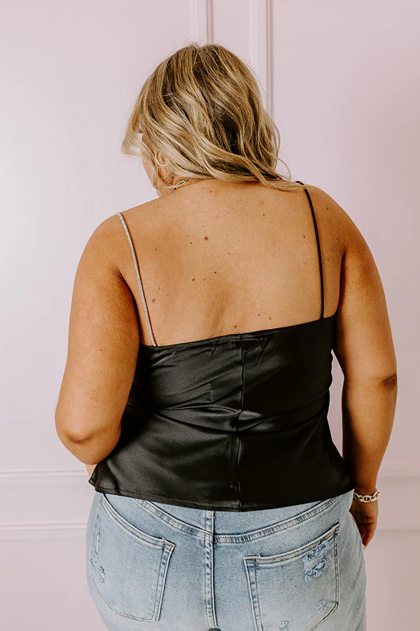 Stay Sophisticated Satin Top In Black Curves - Image 3