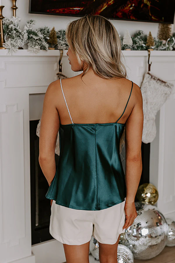 Stay Sophisticated Satin Top In Hunter Green - Image 4