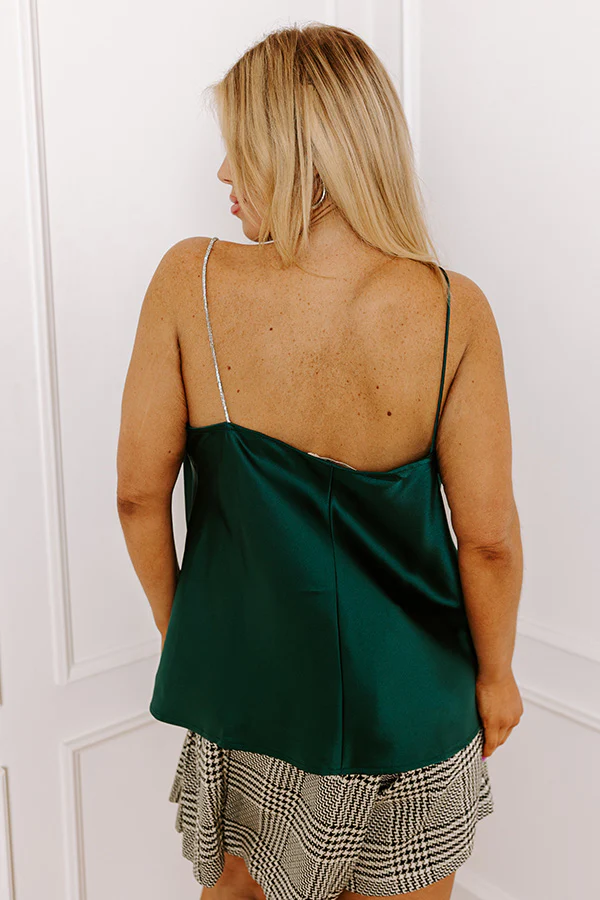 Stay Sophisticated Satin Top In Hunter Green Curves - Image 3