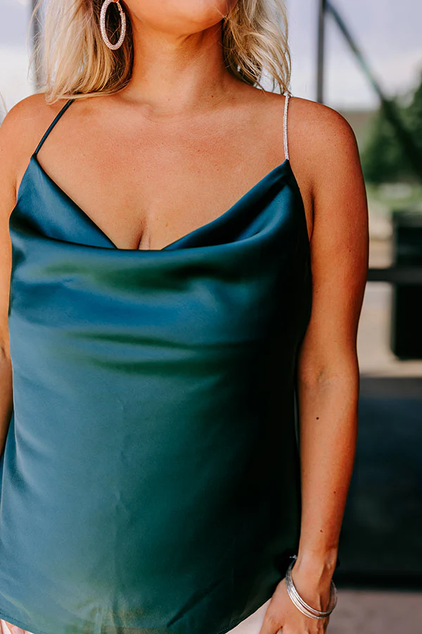 Stay Sophisticated Satin Top In Hunter Green Curves - Image 5