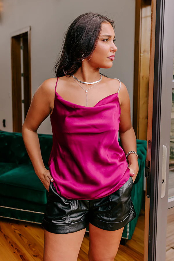 Stay Sophisticated Satin Top In Wine - Image 7