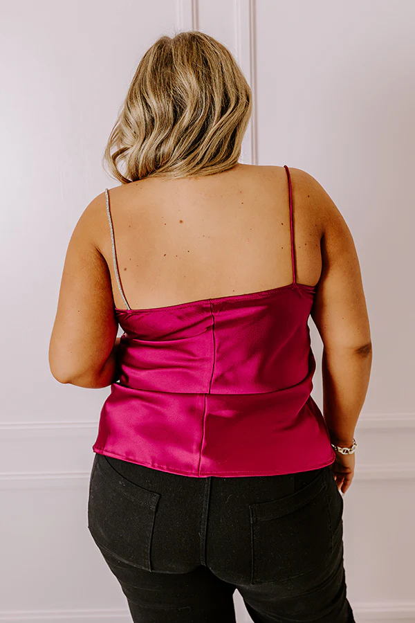 Stay Sophisticated Satin Top In Wine Curves - Image 6