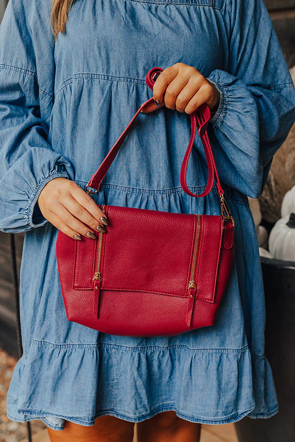 Stay The Course Faux Leather Crossbody In Berry - Image 2