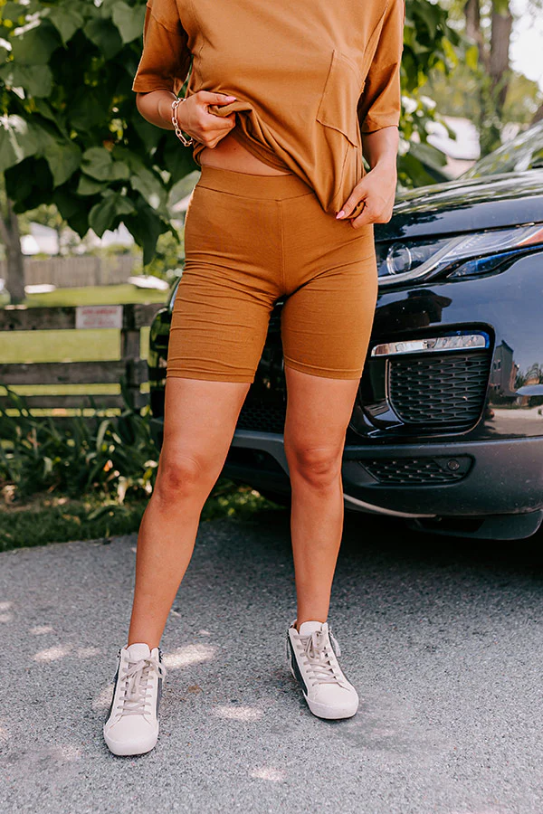 Stay Updated High Waist Biker Shorts In Copper - Image 6