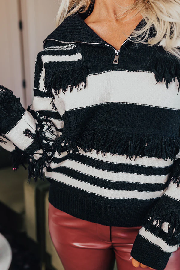 Stripe Along Frayed Sweater - Image 5