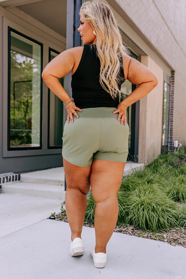 Strive For Greatness High Waist Shorts In Olive - Image 6