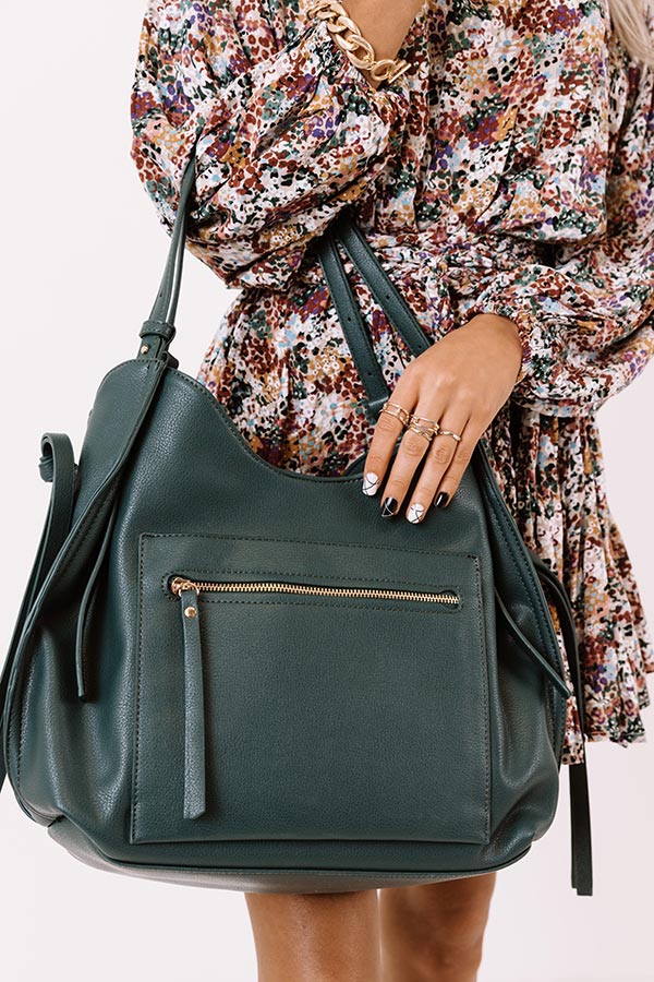 Strut The Runway Faux Leather Tote In Forest - Image 2