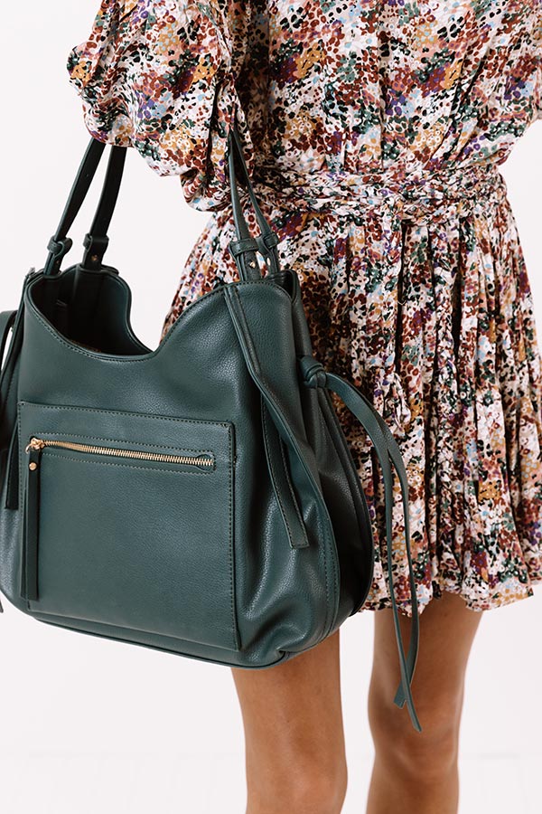 Strut The Runway Faux Leather Tote In Forest - Image 4