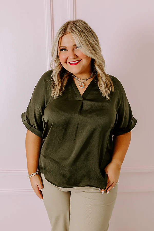 Stylish Setting Shift Top in Army Green Curves - Image 2