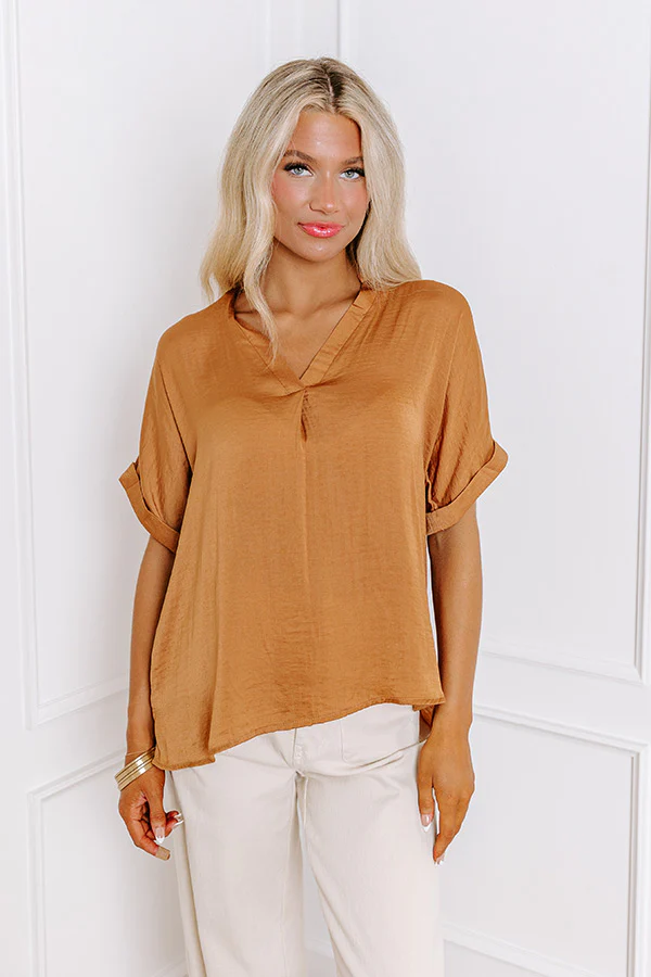 Stylish Setting Shift Top in Camel - Image 2