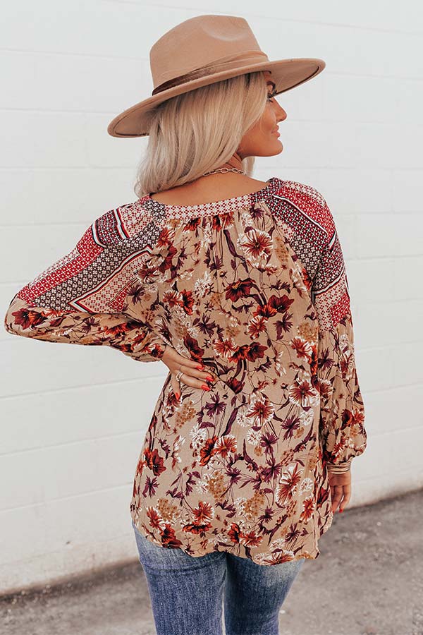 Sugar On Top Floral Shift Top in Beige - Image 4