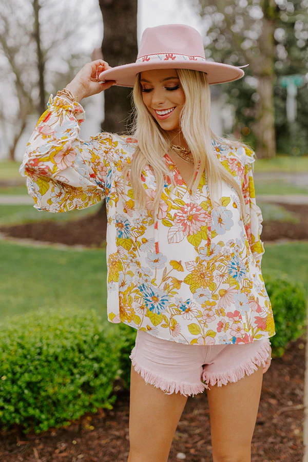 Sugary Sweet Floral Shift Top in Cream - Image 6