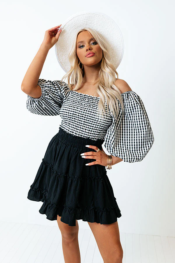 Summer Rhythm Gingham Top in Black - Image 2