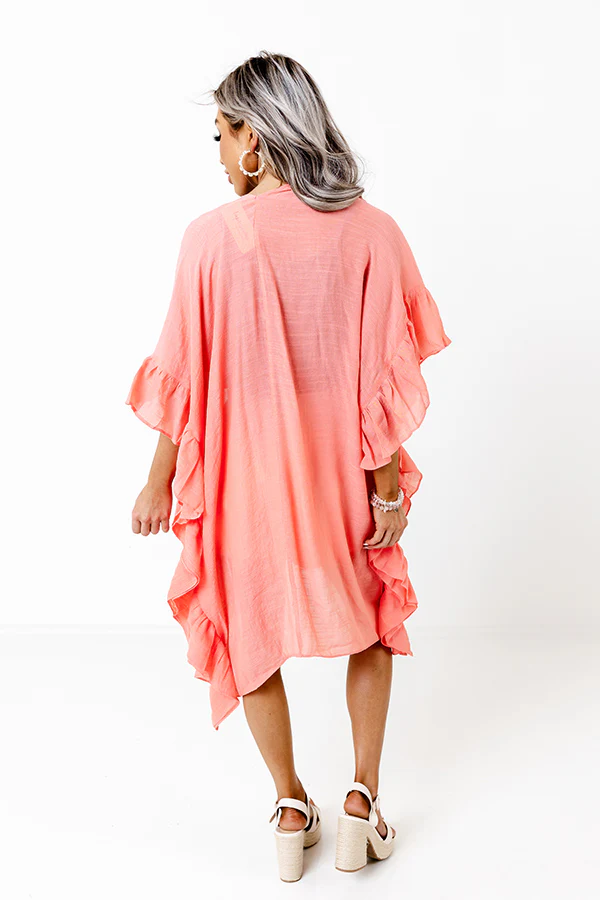 Summer Rhythm Ruffle Overlay In Coral - Image 4
