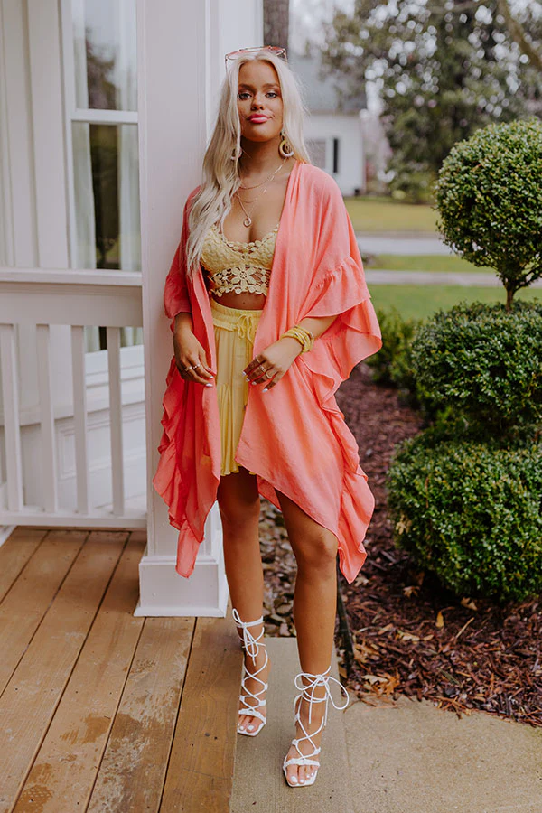 Summer Rhythm Ruffle Overlay In Coral - Image 9