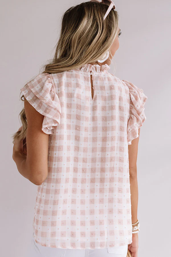 Summer Series Checkered Shift Top In Light Peach - Image 3