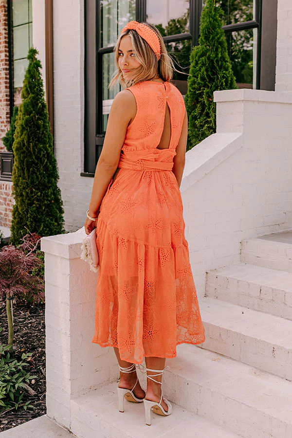 Sun-Kissed Serenade Embroidered Midi In Orange - Image 4