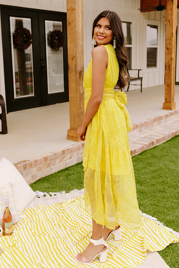 Sun-Kissed Serenade Embroidered Midi In Primrose Yellow - Image 5