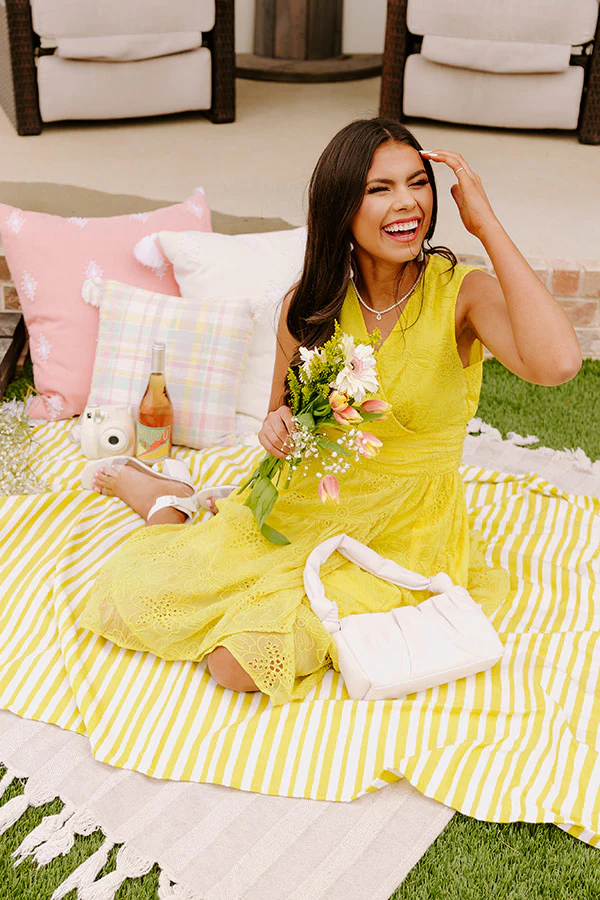 Sun-Kissed Serenade Embroidered Midi In Primrose Yellow - Image 6