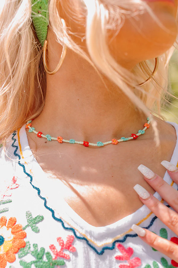 Sunshine Needed Beaded Necklace In Mint - Image 2