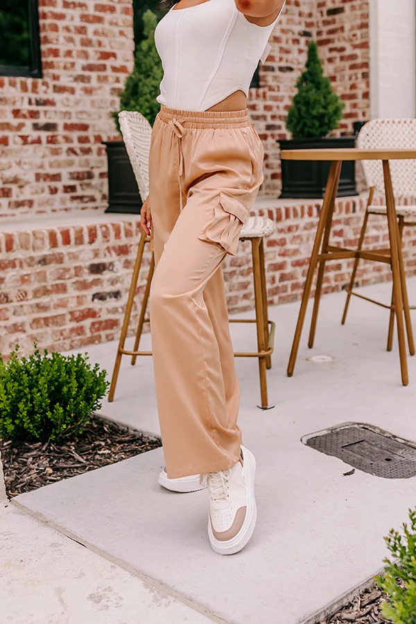 Sure And Steady High Waist Trousers In Tan - Image 3