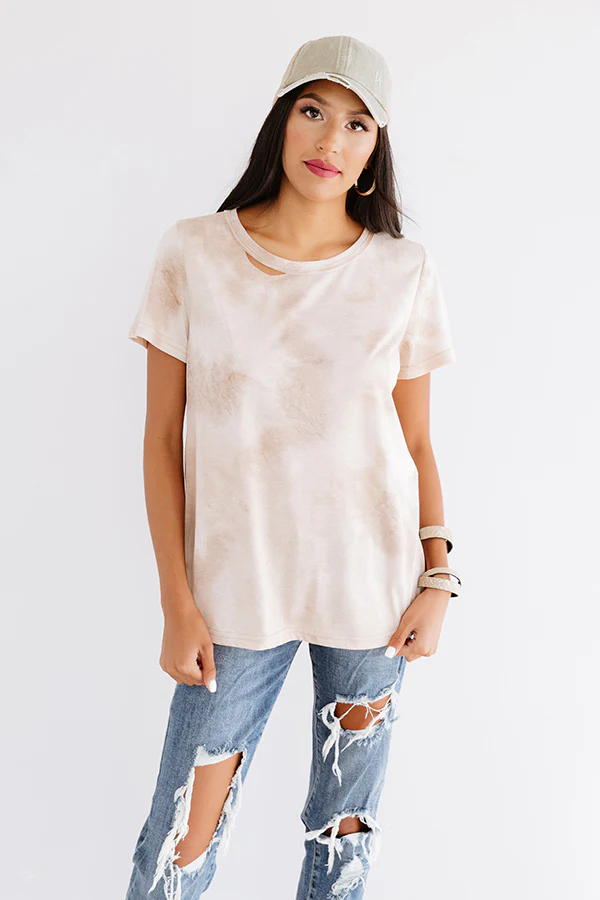 Surf Shack Tie Dye Tee In Iced Latte - Image 3