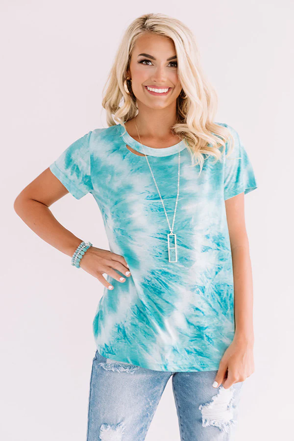 Surf Shack Tie Dye Tee In Turquoise