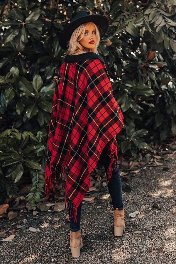 Surrounded By Snuggles Plaid Poncho - Image 6