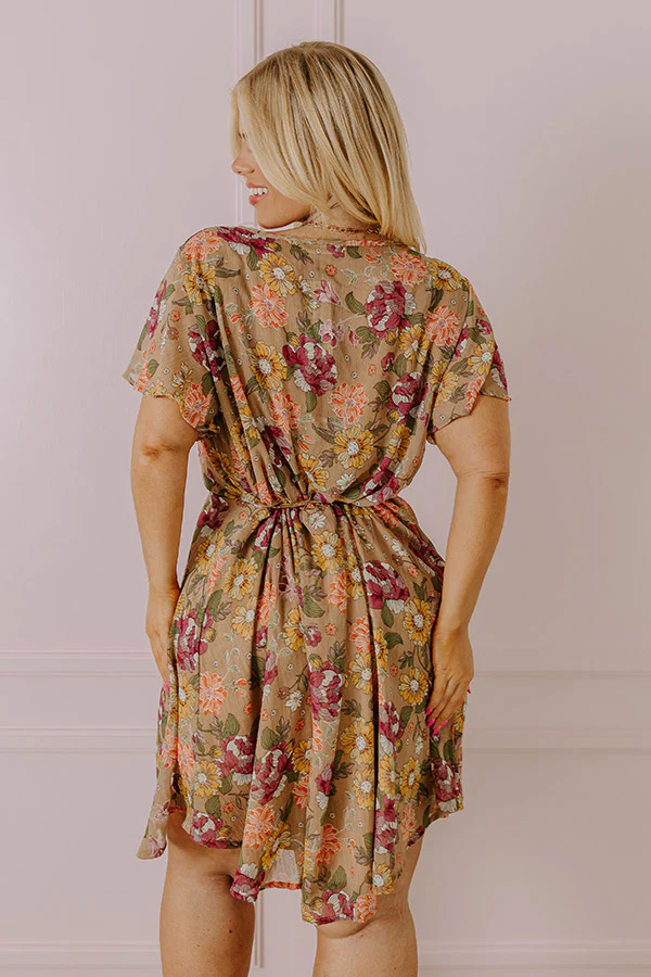 Sweet Like Honey Floral Mini Dress In Taupe Curves - Image 4