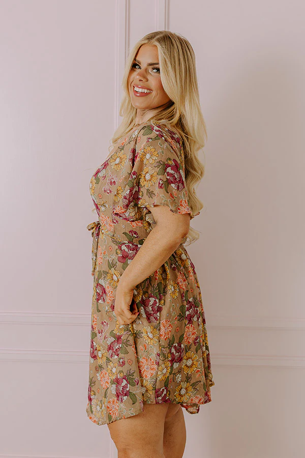 Sweet Like Honey Floral Mini Dress In Taupe Curves - Image 5