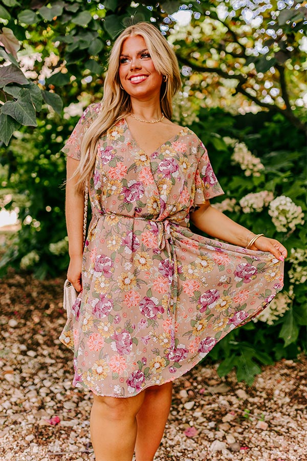 Sweet Like Honey Floral Mini Dress In Taupe Curves - Image 6