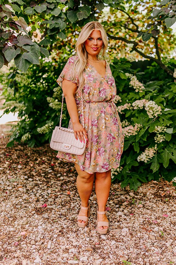 Sweet Like Honey Floral Mini Dress In Taupe Curves - Image 7