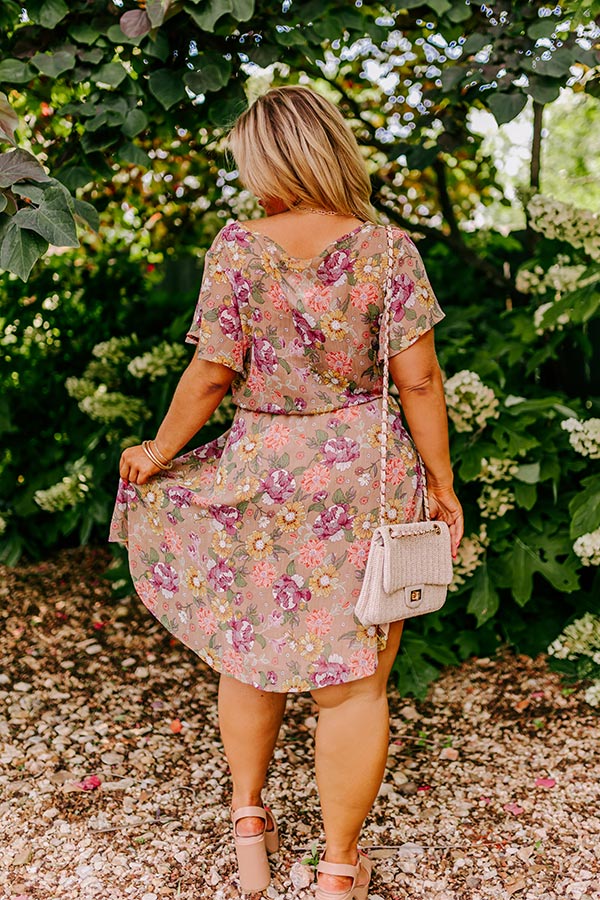 Sweet Like Honey Floral Mini Dress In Taupe Curves - Image 9