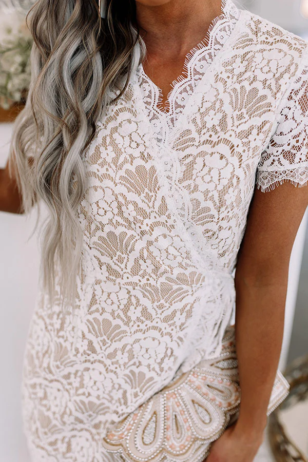 Sweet Love Affair Wrap Lace Romper - Image 6