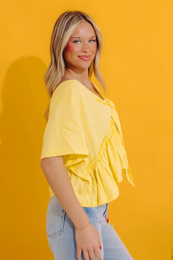 Sweet On Me Front Tie Top In Yellow - Image 2