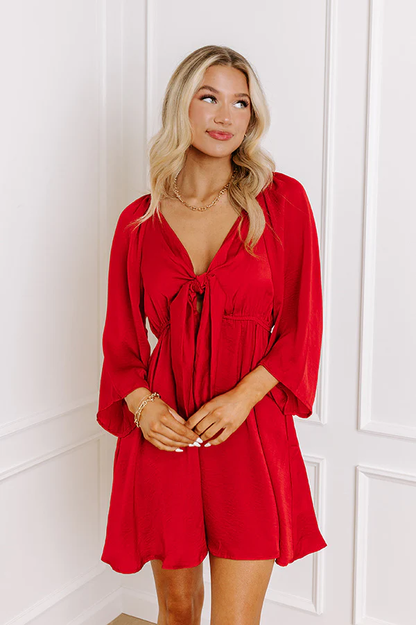 Sweetest Secret Front Tie Dress In Red - Image 2
