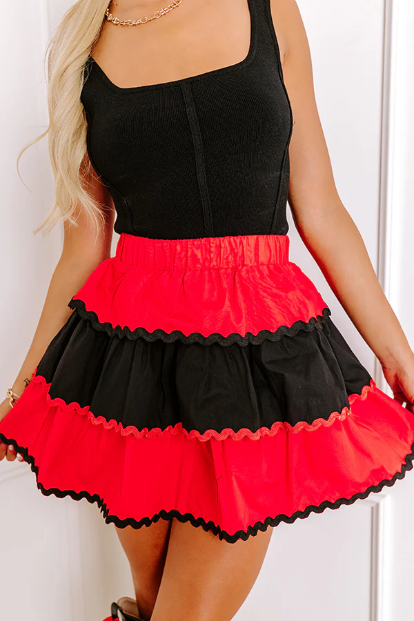 Tailgate Cutie High Waist Tiered Mini Skirt in Red - Image 3
