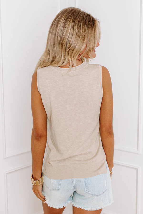 Take A Cruise Knit Top in Warm Taupe - Image 8